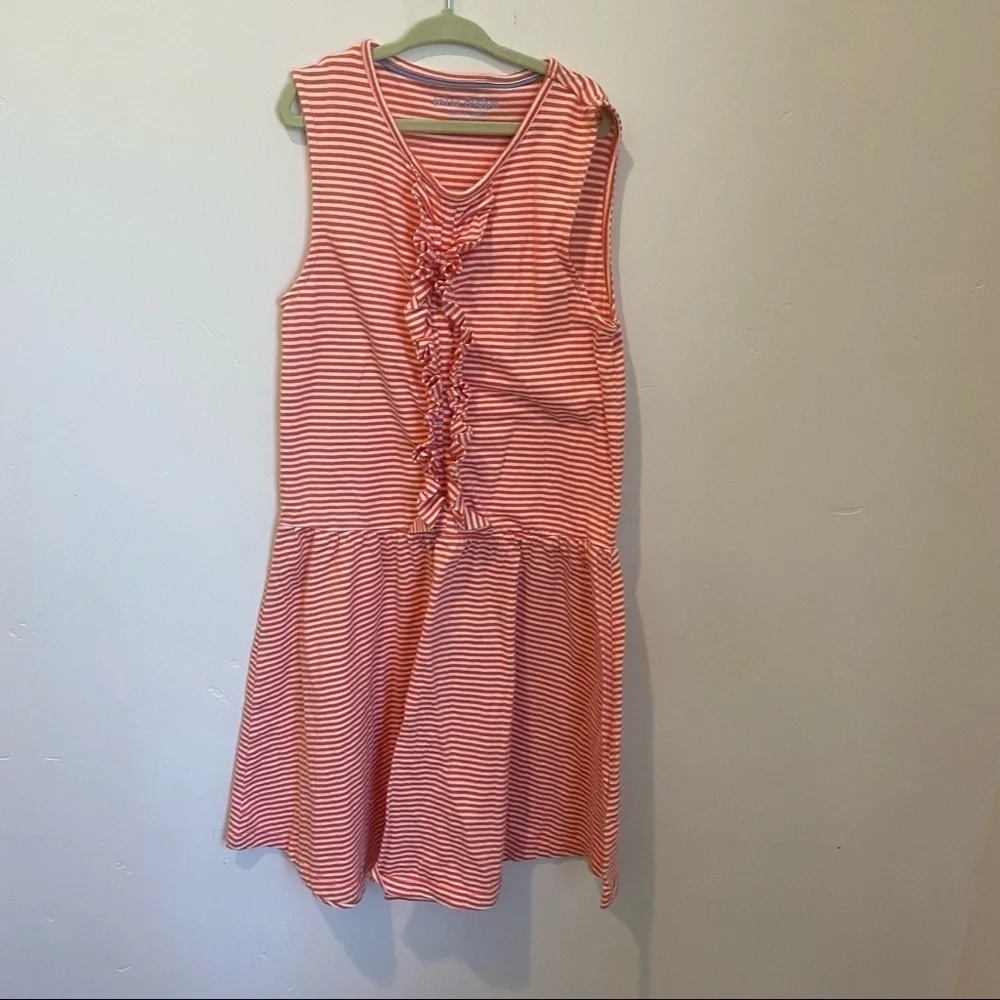 Mini Boden red stripped sleeveless summer dress 11/12Y